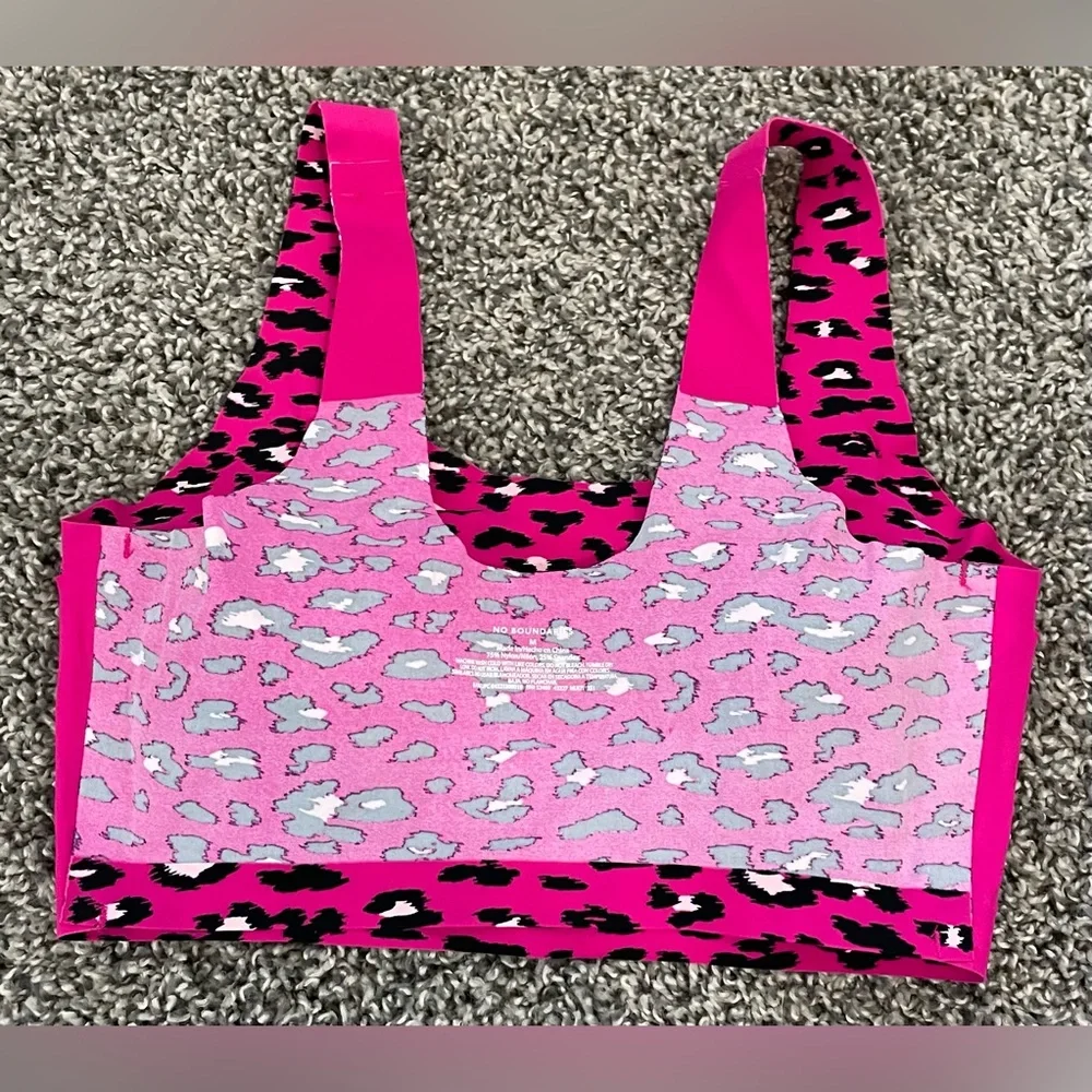 Rare No Boundaries Pink Cheetah Leopard Animal Print Sports Bra Size Medium - Picture 7 of 9
